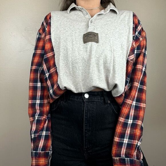 Levi’s Reworked Relaxed Fit Country Fall Flannel Long Sleeve Baggy Shirt Top - Picture 6 of 7